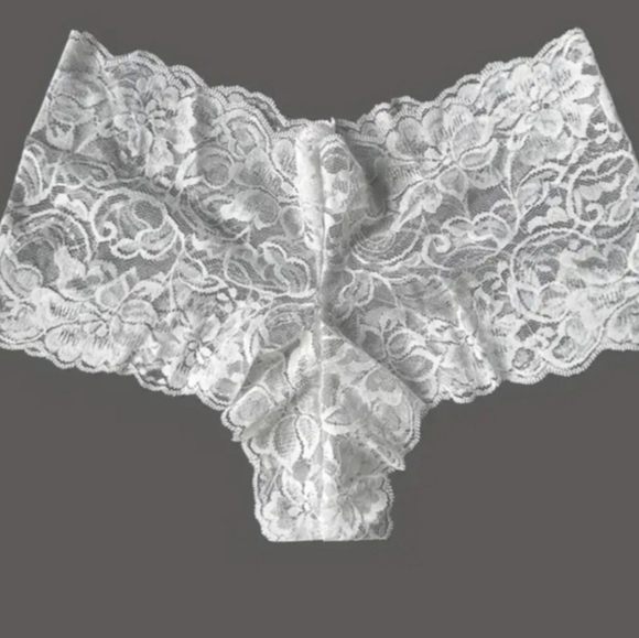 Elegant All Lace Women's Intimate Boy Shorts Set Black & White - Picture 8 of 8